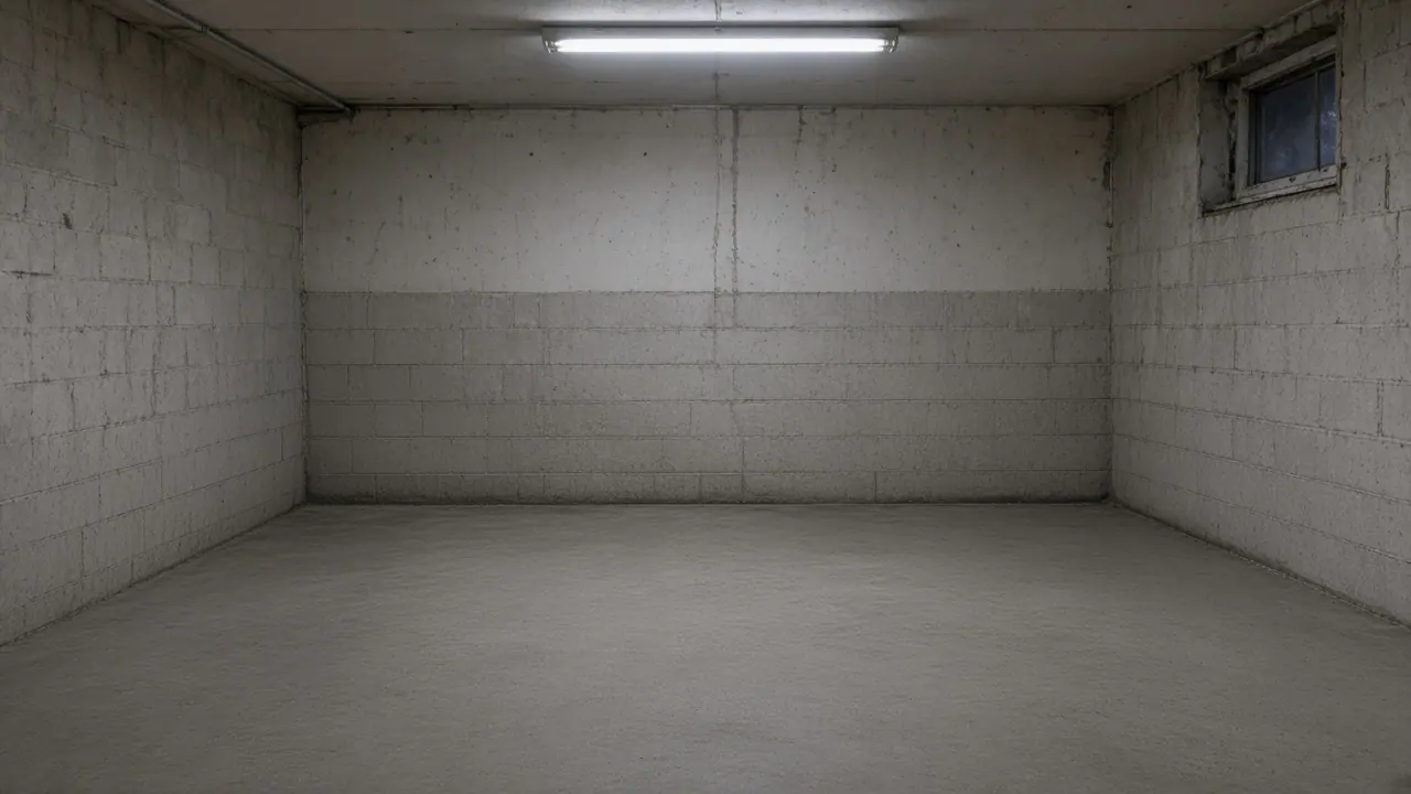 The same Germantown basement after flood-damaged items were removed