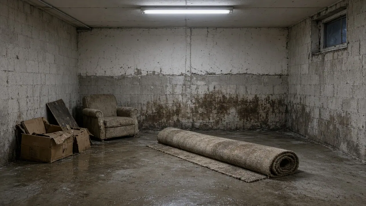 A Germantown basement full of soaked boxes and carpet