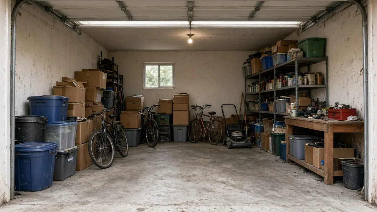 A Fishtown garage packed with boxes, bikes and storage