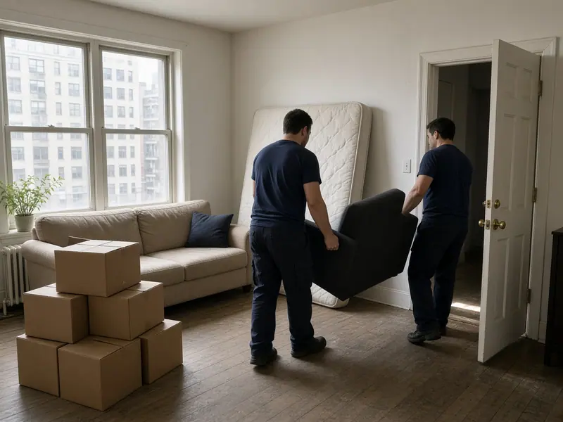 Furniture and boxes during an apartment move-out