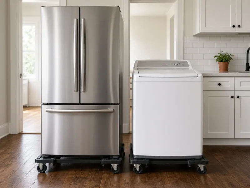 A refrigerator and washing machine ready for removal